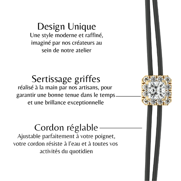 Bracelet cordon entourage diamant Coup de Foudre - 4