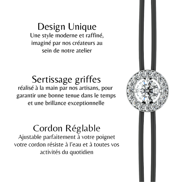 Bracelet cordon entourage diamant Promets Moi - 1