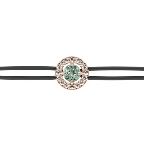 Bracelet cordon entourage saphir vert et diamant Promets Moi - 1