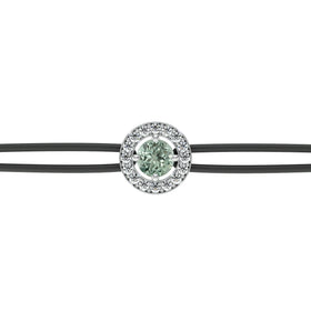 Bracelet cordon entourage saphir vert et diamant Promets Moi - 1