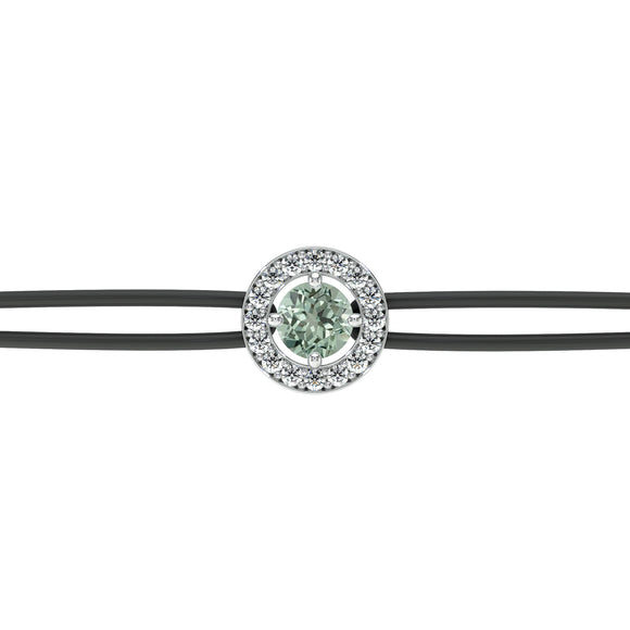 Bracelet cordon entourage saphir vert et diamant Promets Moi - 1