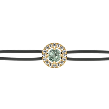 Bracelet cordon entourage saphir vert et diamant Promets Moi - 1