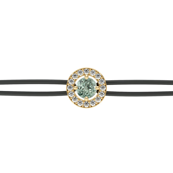 Bracelet cordon entourage saphir vert et diamant Promets Moi - 1
