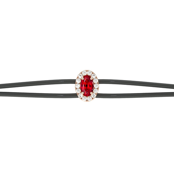 Bracelet cordon rubis entourage diamant Coup de Foudre - 1