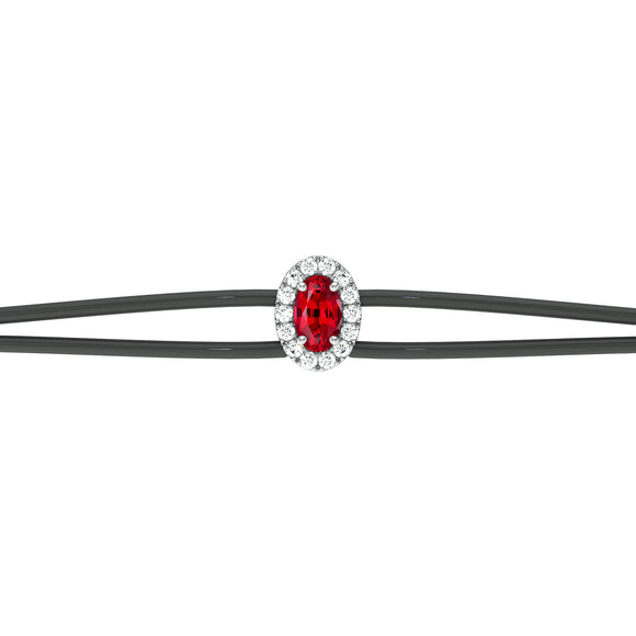 Bracelet cordon rubis entourage diamant Coup de Foudre - 1