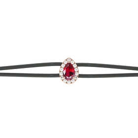 Bracelet cordon rubis entourage diamant Coup de Foudre - 2