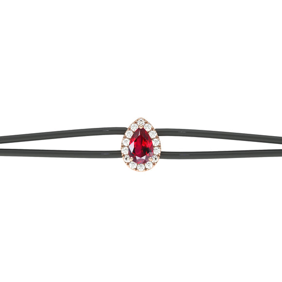 Bracelet cordon rubis entourage diamant Coup de Foudre - 2