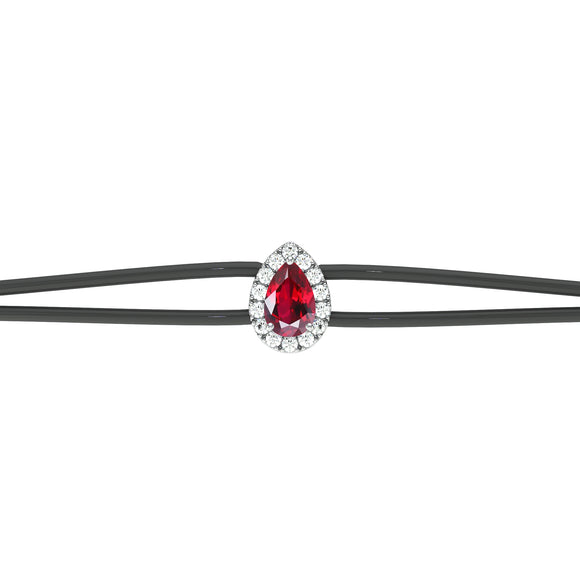 Bracelet cordon rubis entourage diamant Coup de Foudre - 2