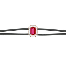 Bracelet cordon rubis entourage diamant Coup de Foudre - 3
