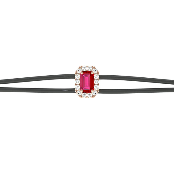 Bracelet cordon rubis entourage diamant Coup de Foudre - 3