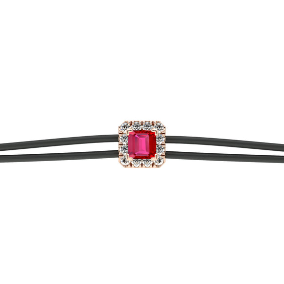 Bracelet cordon rubis entourage diamant Coup de Foudre - 4