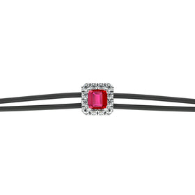 Bracelet cordon rubis entourage diamant Coup de Foudre - 4