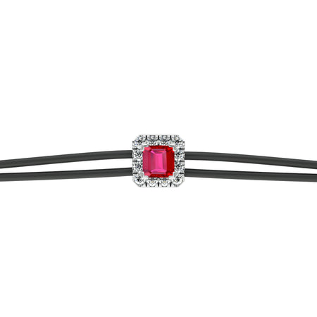 Bracelet cordon rubis entourage diamant Coup de Foudre - 4