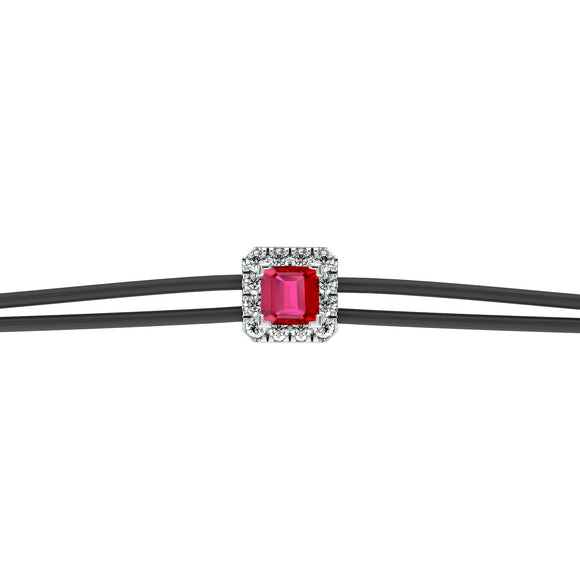 Bracelet cordon rubis entourage diamant Coup de Foudre - 4