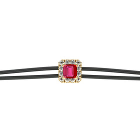 Bracelet cordon rubis entourage diamant Coup de Foudre - 4