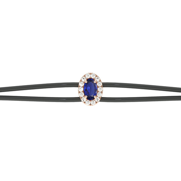 Bracelet cordon saphir entourage diamant Coup de Foudre - 1