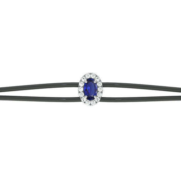 Bracelet cordon saphir entourage diamant Coup de Foudre - 1