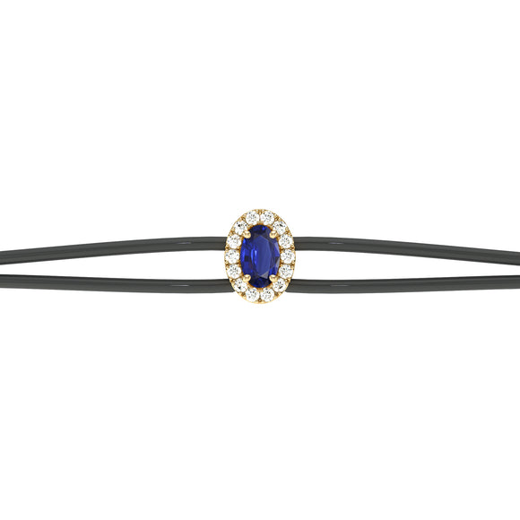 Bracelet cordon saphir entourage diamant Coup de Foudre - 1