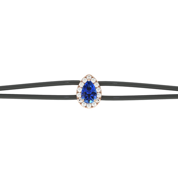 Bracelet cordon saphir entourage diamant Coup de Foudre - 2