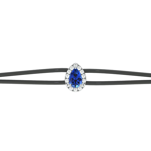 Bracelet cordon saphir entourage diamant Coup de Foudre - 2