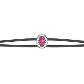 Bracelet cordon saphir rose entourage diamant Coup de Foudre - 1