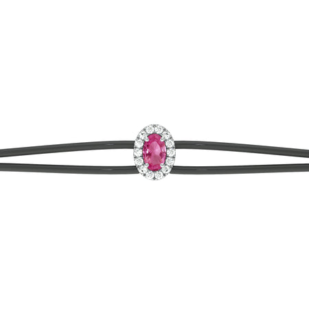 Bracelet cordon saphir rose entourage diamant Coup de Foudre - 1