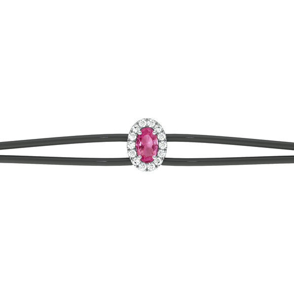 Bracelet cordon saphir rose entourage diamant Coup de Foudre - 1