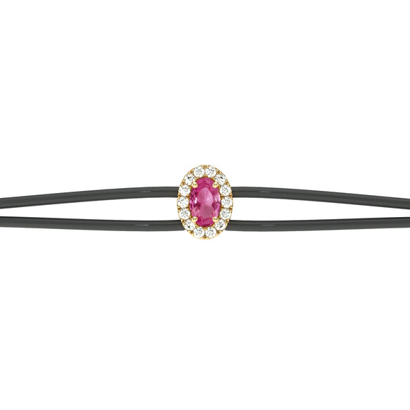 Bracelet cordon saphir rose entourage diamant Coup de Foudre - 1
