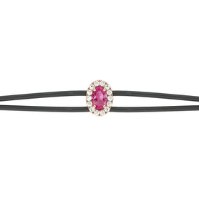 Bracelet cordon saphir rose entourage diamant Coup de Foudre - 1