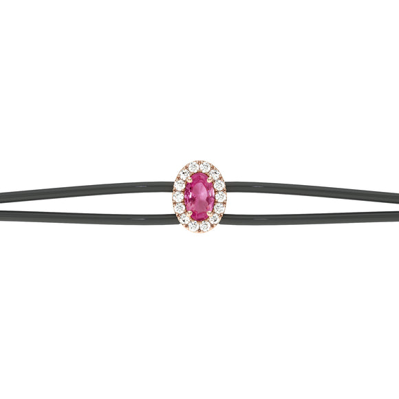 Bracelet cordon saphir rose entourage diamant Coup de Foudre - 1