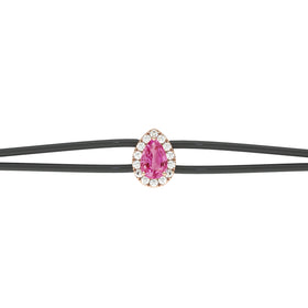 Bracelet cordon saphir rose entourage diamant Coup de Foudre - 2