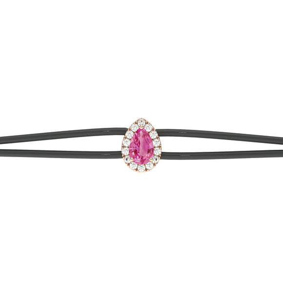 Bracelet cordon saphir rose entourage diamant Coup de Foudre - 2