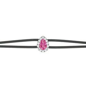 Bracelet cordon saphir rose entourage diamant Coup de Foudre - 2