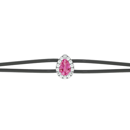 Bracelet cordon saphir rose entourage diamant Coup de Foudre - 2
