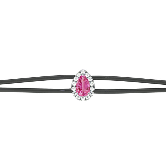 Bracelet cordon saphir rose entourage diamant Coup de Foudre - 2