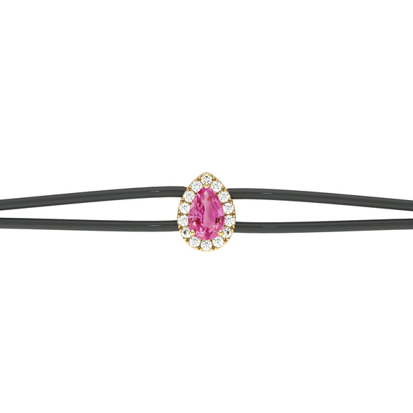 Bracelet cordon saphir rose entourage diamant Coup de Foudre - 2