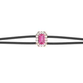 Bracelet cordon saphir rose entourage diamant Coup de Foudre - 3