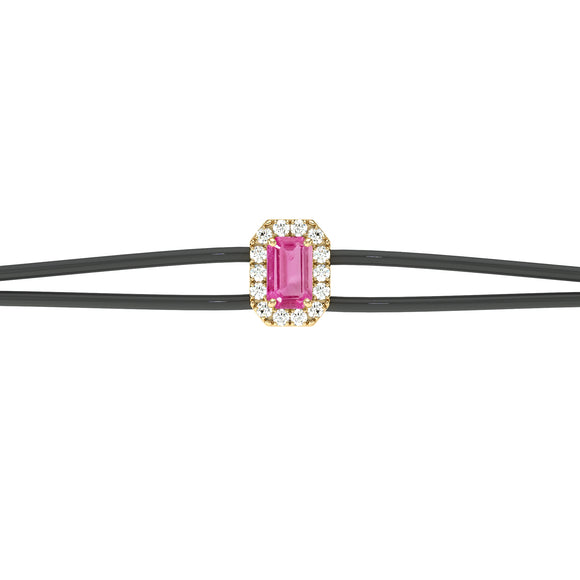 Bracelet cordon saphir rose entourage diamant Coup de Foudre - 3