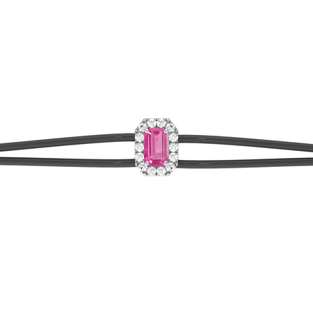 Bracelet cordon saphir rose entourage diamant Coup de Foudre - 3