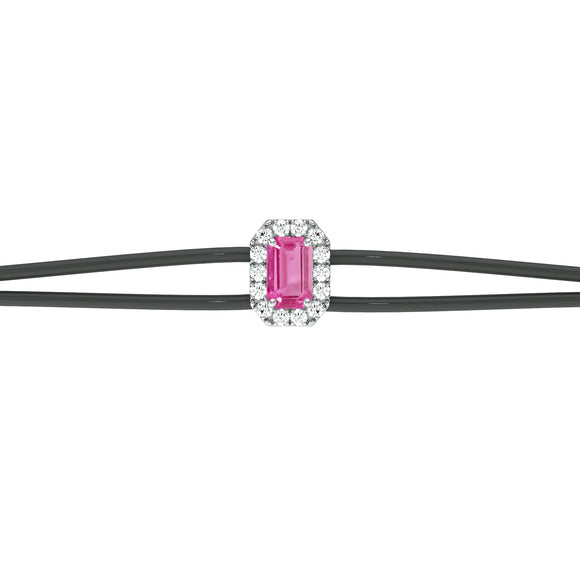Bracelet cordon saphir rose entourage diamant Coup de Foudre - 3