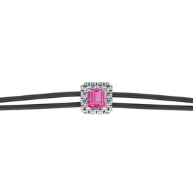 Bracelet cordon saphir rose entourage diamant Coup de Foudre - 4