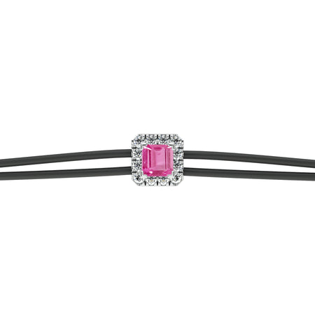 Bracelet cordon saphir rose entourage diamant Coup de Foudre - 4