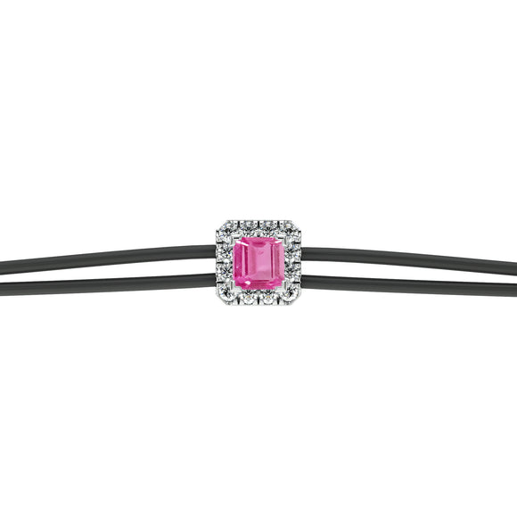 Bracelet cordon saphir rose entourage diamant Coup de Foudre - 4