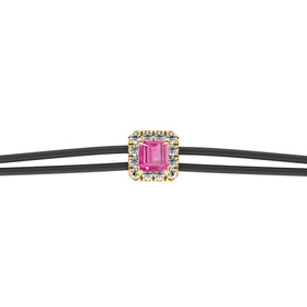 Bracelet cordon saphir rose entourage diamant Coup de Foudre - 4