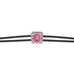 Bracelet cordon saphir rose entourage diamant Coup de Foudre - 4