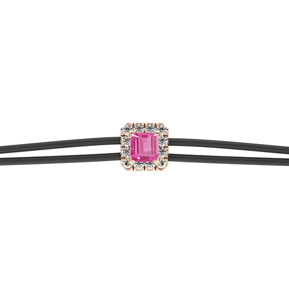 Bracelet cordon saphir rose entourage diamant Coup de Foudre - 4