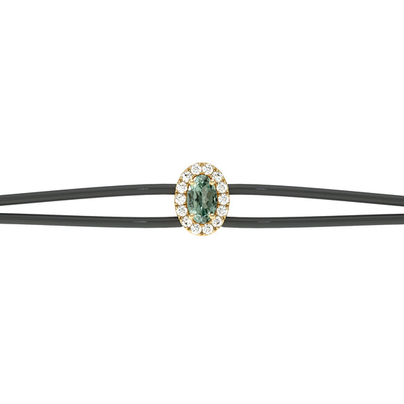 Bracelet cordon saphir vert entourage diamant Coup de Foudre - 1