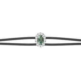 Bracelet cordon saphir vert entourage diamant Coup de Foudre - 1