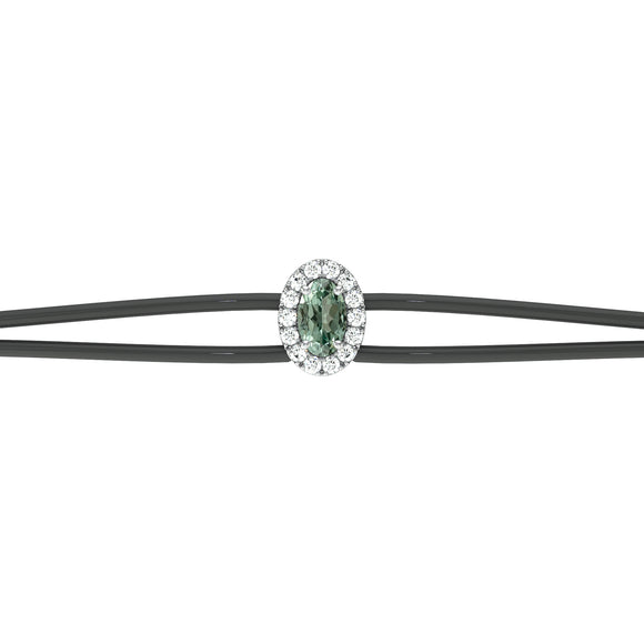 Bracelet cordon saphir vert entourage diamant Coup de Foudre - 1