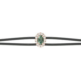 Bracelet cordon saphir vert entourage diamant Coup de Foudre - 1